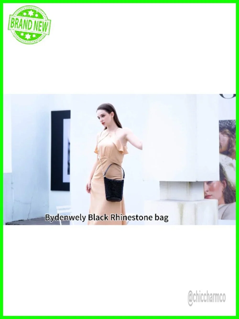 Rhinestone Rivets Bling Bucket Hobo Bag Chic Evening Purse Clutch Crossbody